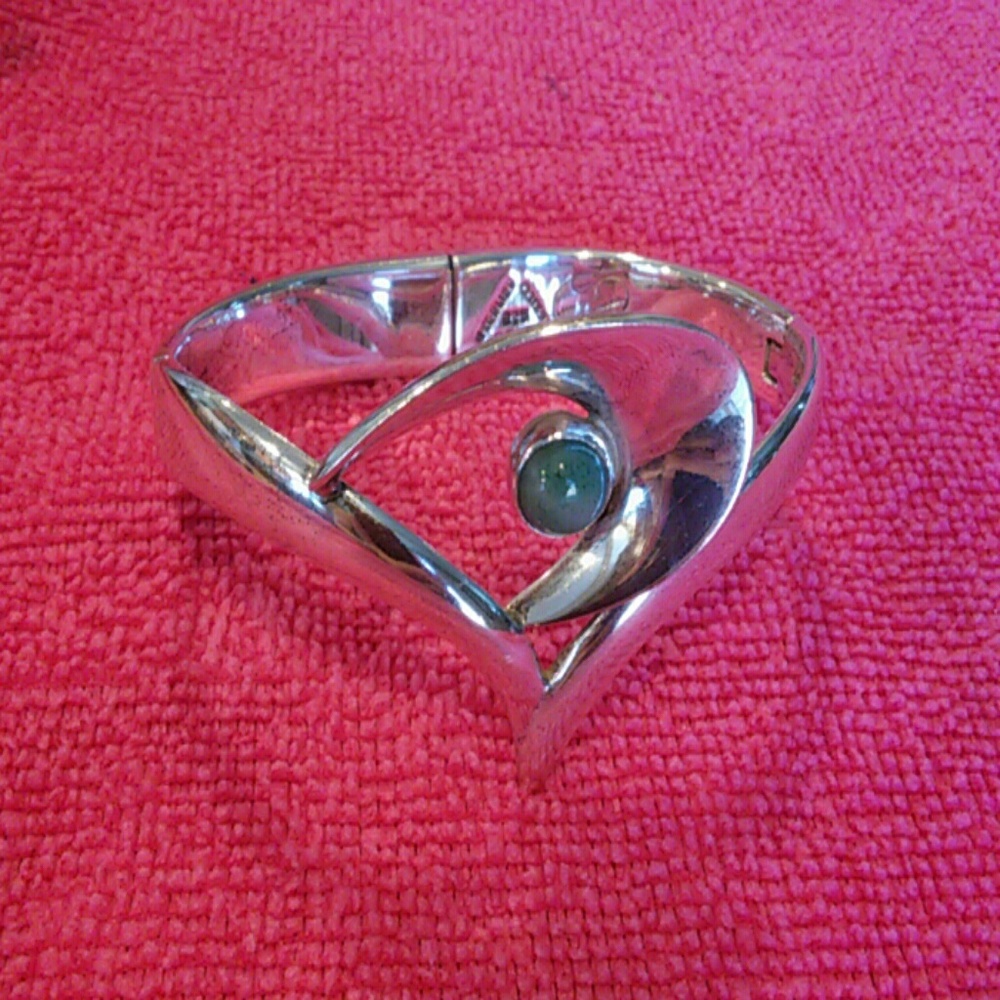COPY - Sterling Silver and jade cuff